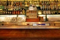 Classic defocused bar counter background close-up.