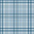 Classic Delft blue tartan texture seamless vector pattern backdground. Linear geometric preppy plaid backdrop