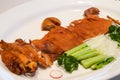 A classic and delicious Chinese Cantonese dish, crispy roast suckling pig Royalty Free Stock Photo