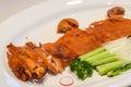 A classic and delicious Chinese Cantonese dish, crispy roast suckling pig Royalty Free Stock Photo