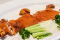 A classic and delicious Chinese Cantonese dish, crispy roast suckling pig Royalty Free Stock Photo