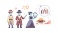 Classic Detectives or Investigators Analyzing Data, vector design Generative AI Royalty Free Stock Photo