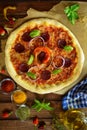 Classic Diablo Pizza with Hot Peppers and Pepperoni - a delicious lunch or dinner idea