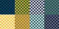 Classic Diagonal Gingham Vichy Check Pattern Set in Bold Retro Color Variations Royalty Free Stock Photo
