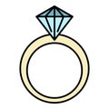 Classic diamond ring icon color outline vector