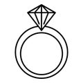 Classic diamond ring icon, outline style