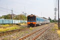 Classic diesel trains transport passengers and tourists in Thailand at railway junctions