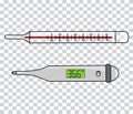 Classic and digital thermometers a transparent background