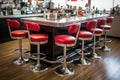 classic diner counter with bar stools