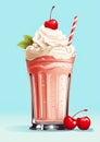 Classic Diner Delight: A Whipped Cream Cherry Milkshake in Vibra