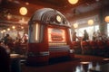 Classic diner scene with a jukebox and patrons. Generative ai