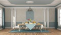 Classic dininig room with elegant table set and chairs Royalty Free Stock Photo