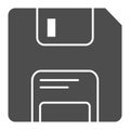 Classic diskette solid icon. Data memory storage of software or documents symbol, glyph style pictogram on white