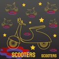 Classic doodle scooter patterns with colorful concepts. Vector Scooter Motorcycle Background. motorcycle club. for banners,