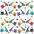 Classic doodle scooter patterns with colorful concepts. Vector Scooter Motorcycle Background. motorcycle club. for banners,