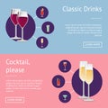 Classic Drinks Cocktail Posters with Alchohol Royalty Free Stock Photo