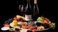 Classic dutch still life painting with wine and assorted fruits on stock photo platform Royalty Free Stock Photo