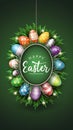 Classic Easter banner colorful eggs with decorative ornaments