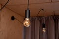 Classic edison bulb light lamp electricity hanging and decorate home interior Royalty Free Stock Photo