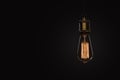 Classic Edison light bulb on black background Royalty Free Stock Photo