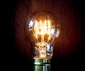 Classic Edison light bulb with looping carbon filament. Royalty Free Stock Photo
