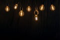 Classic Edisson bulbs backgound. Retro style bulbs. Royalty Free Stock Photo