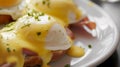 Classic Eggs Benedict on Minimalist Plate. Generative AI