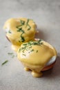 eggs benedict with hollandaise sauce Royalty Free Stock Photo