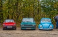 Classic elegant blue VW Beetle parked