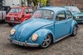 Classic elegant blue VW Beetle parked Royalty Free Stock Photo