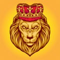 Classic elegant lion king crown illustrations Royalty Free Stock Photo