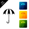 Classic elegant opened umbrella icon isolated. Rain protection symbol. Set icons colorful square buttons