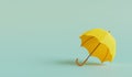 Classic elegant opened yellow umbrella on mint background. 3D render
