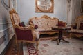 Classic and Elegant Ornate Furniture and Mirror in Luxurious Venetian Living Room