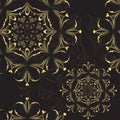 Classic elegant pattern mandala, gold black texture. Vector illustration