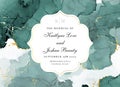 Classic emerald watercolor fluid painting vector design card. Royalty Free Stock Photo