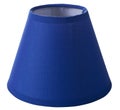 Classic empire cone bell shaped blue tapered lampshade on a white background isolated close up shot
