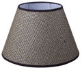 Classic empire cone bell shaped brown tapered woven lampshade on a white background isolated close up shot