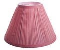 Classic empire cone bell shaped pale red tapered lampshade on a white background isolated close up shot