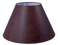 Classic empire cone bell shaped red burgundy maroon paper tapered lampshade with dye patterns on a white background isolated close