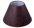 Classic empire cone bell shaped red burgundy maroon paper tapered lampshade with dye patterns on a white background isolated close