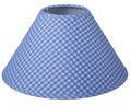 Classic empire cool flare cone shaped blue white striped tapered lampshade on white background isolated close up shot