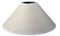 Classic empire cool flare cone shaped woven white yellow tapered lampshade on white background isolated close up shot