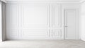 Classic empty white interior blank wall with moldings.