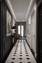 Classic English style hallway interior in luxury house Royalty Free Stock Photo