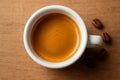 Classic Espresso Shot with Crema and Coffee Beans AI-GENERATED Royalty Free Stock Photo