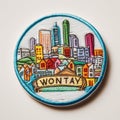 Classic fabric patch with city on sunset print, scout badge
