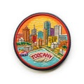 Classic fabric patch with city on sunset print, scouts badge