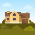 Classic Family Home. Flat Design Style. Vector Royalty Free Stock Photo