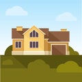 Classic Family Home. Flat Design Style. Vector